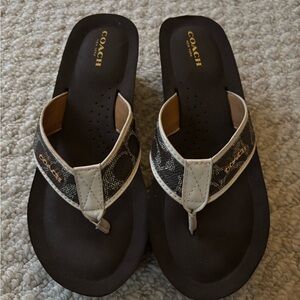 Coach Women's Brown and Tan Sandals